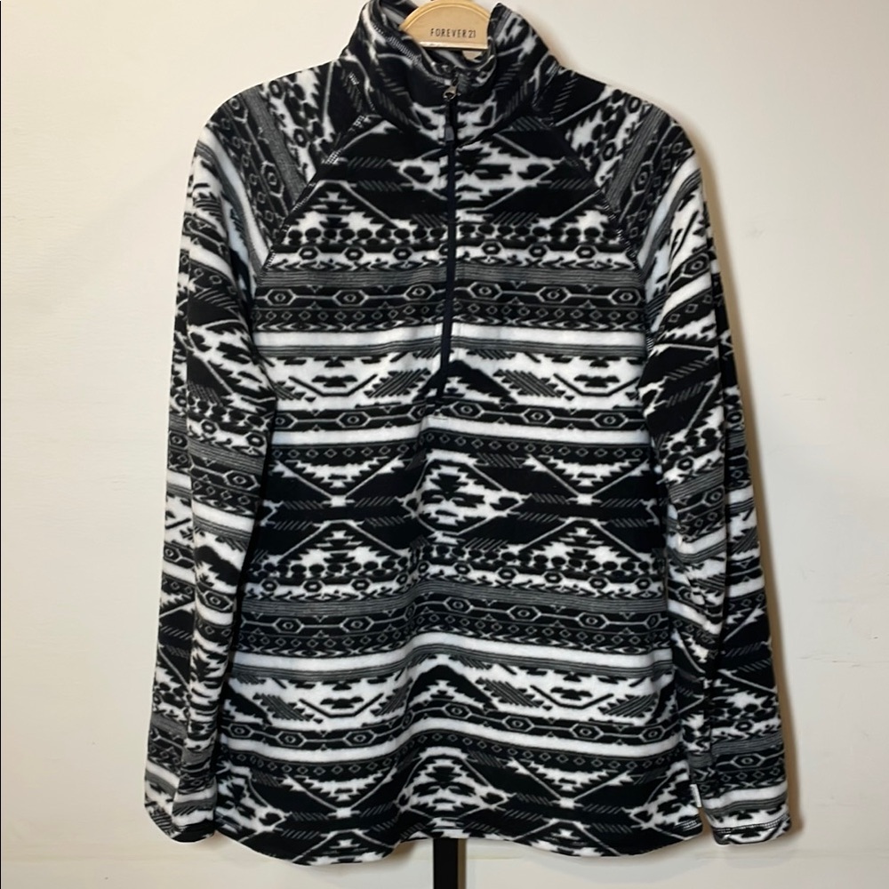Eddie Bauer Aztec Patterned Fleece 3/4 Zip Jacket